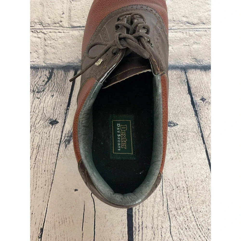 Vintage Dexter Saddle Shoes Mens 9.5M Brown‎ Two-Tone Leather Golf Oxfords USA